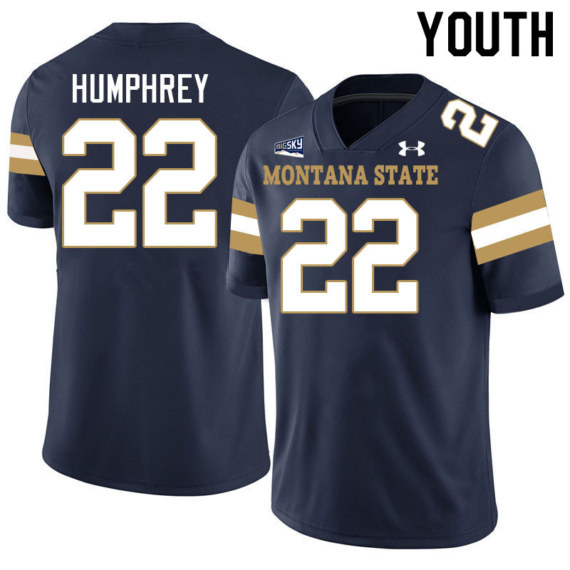 Youth #22 Scottre Humphrey Montana State Bobcats Jerseys Football Stitched-Navy